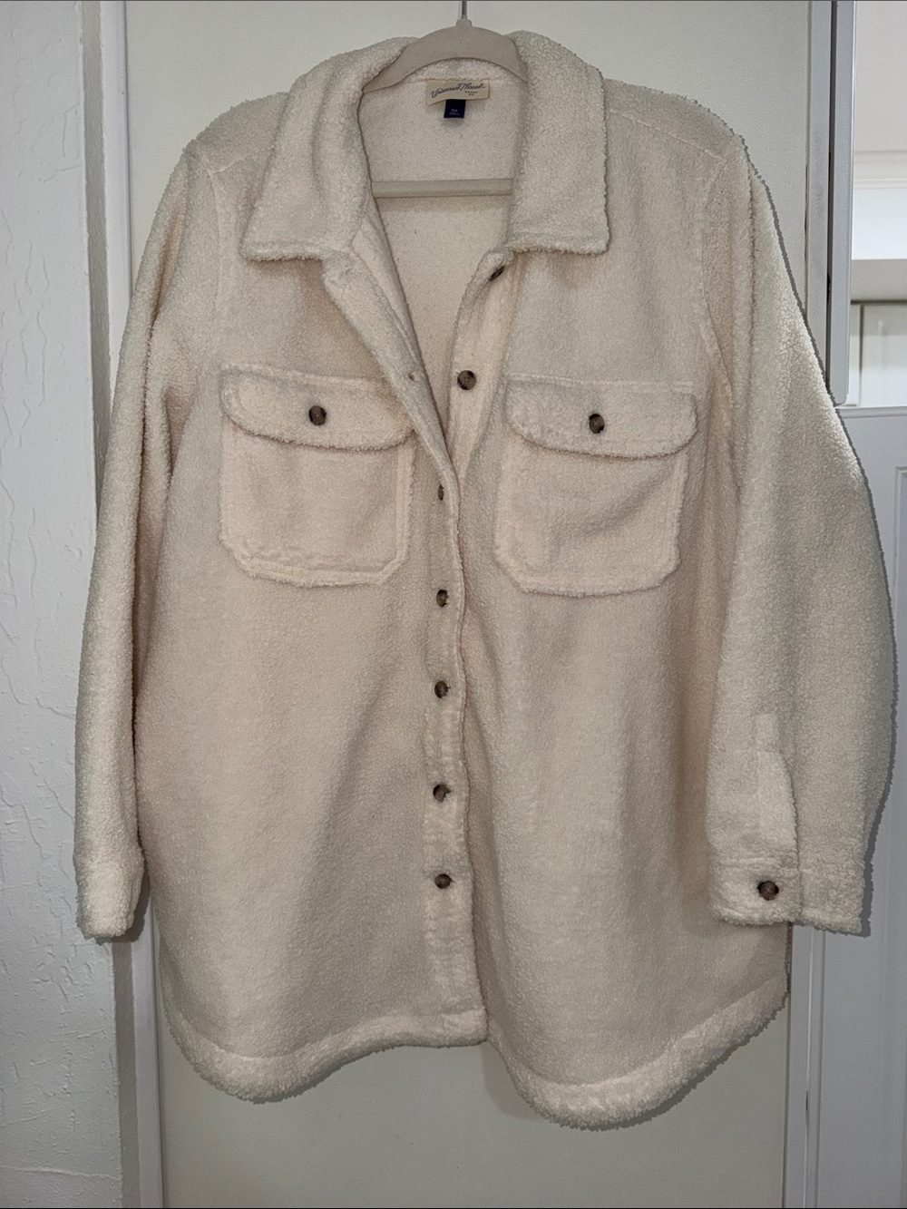 Universal Thread Cozy Cream Sherpa Shacket Jacket Button Down | XXL
